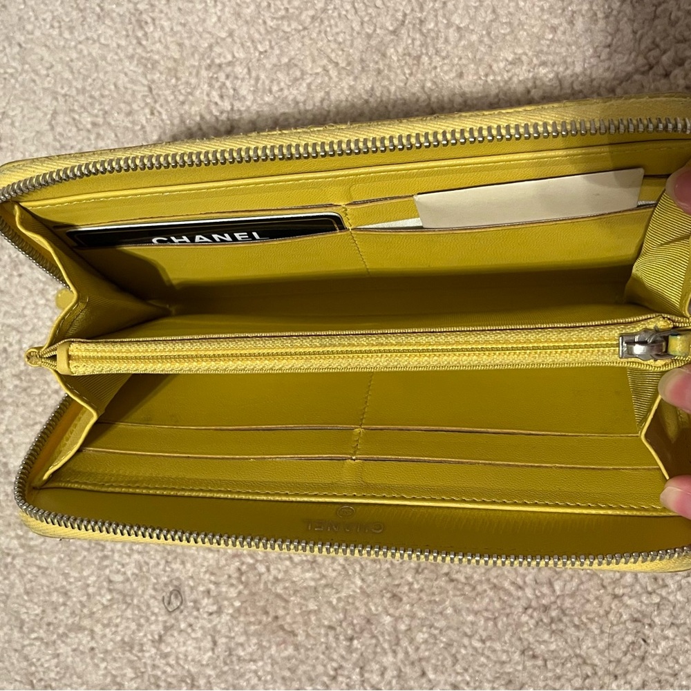 Chanel Yellow Quilted Zippy Long Wallet - Picture 5 of 10